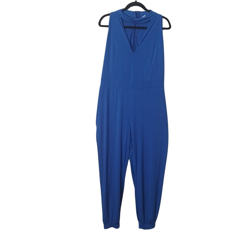 ROYAL BLUE PLUS -SIZE V-NECK CUTOUT JUMPSUIT by: ASHLEY STEWART